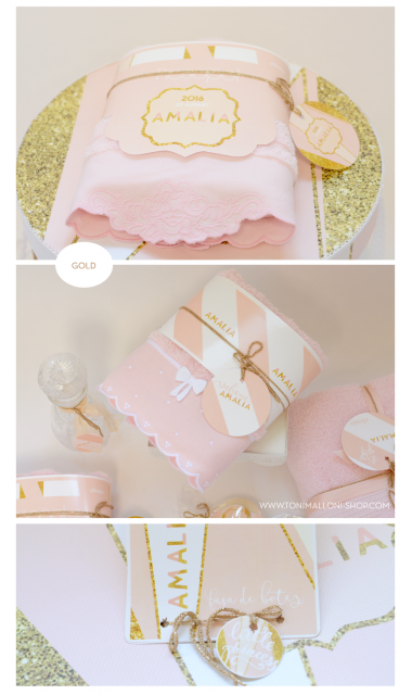 Trusou de botez cu gold si roz, modern si in nuante pastelate, Golden Pink 7